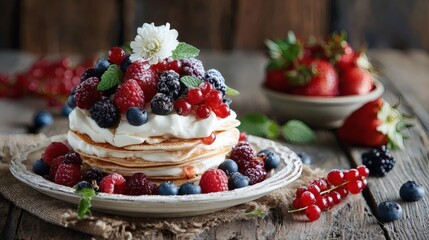 Stacked, sweet treats with berries