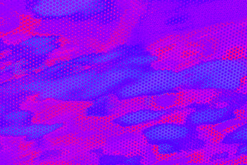 Blue, purple and red illustration and camouflage background and halftone. Abstract background and textured with grid and holes.	
