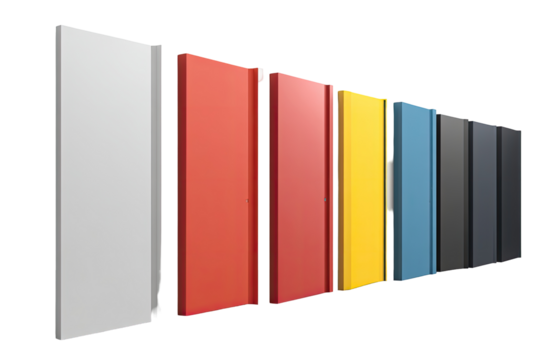 Colorful phone cases in a row, various shades