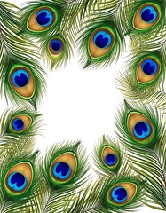Obraz premium Peacock feather frame on white background