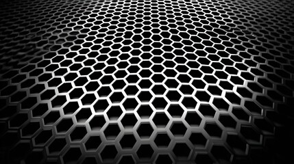 Hexagonal metal grid pattern,  dark gray and black