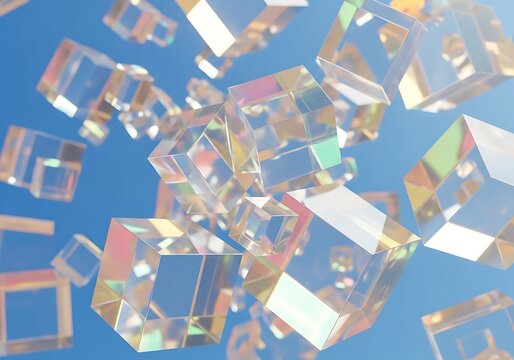 Abstract Colorful Transparent Cubes.