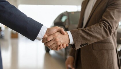 契約後に握手する顧客と営業担当