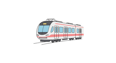 Modern Passenger Train with Sleek Design and Red and White Color Scheme Traveling on Tracks	