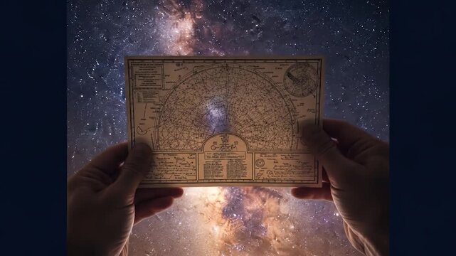 Holding Star Chart Against Milky Way