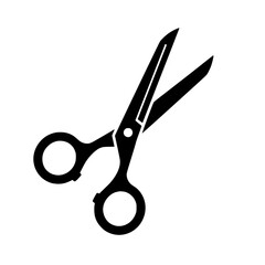 Black scissors icon for cutting tool used in sewing, barber, or craft work