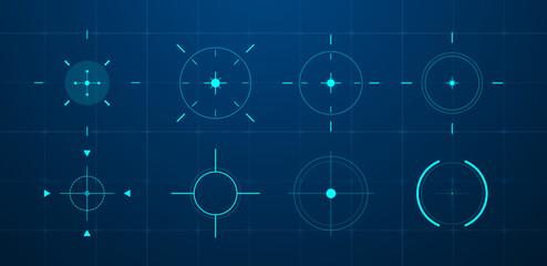 Futuristic HUD target or aim pointers blue. Vector illustration	