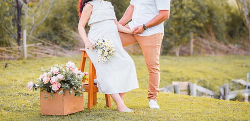 Panoramic Shot Of Happy Pregnant Couple 