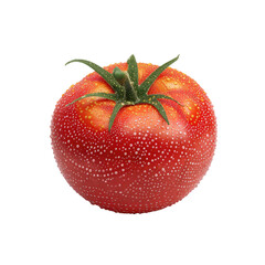 Fresh, vibrant tomato, glistening with water droplets
