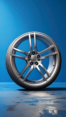 Silver alloy wheel, studio shot