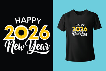 Happy New Year 2026 festive t shirt design celebration