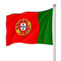 Portuguese flag waving on a flagpole