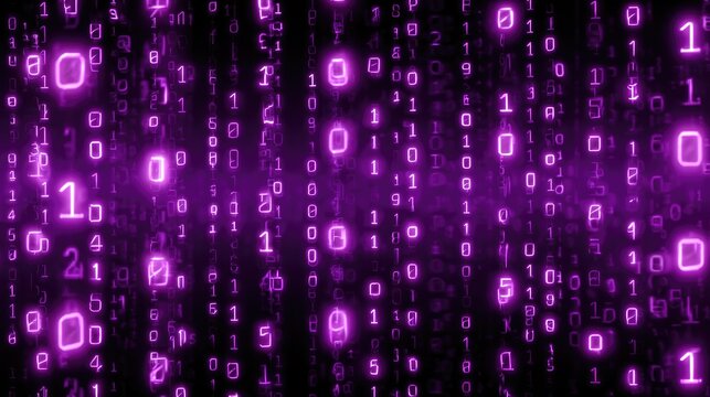 A visually captivating backdrop of flowing binary code in vibrant pink hues, illustrating the essence of digital data and technology, perfect for tech-related projects.