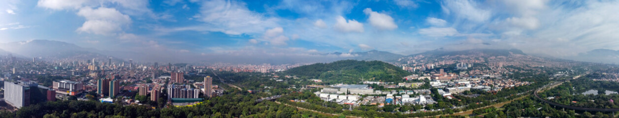 Fototapeta premium Medellin, Antioquia, Colombia - September 2, 2025. Air quality and noise have been one of the city's most persistent problems.