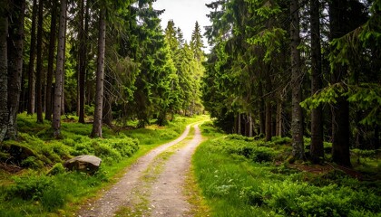 Fototapeta premium Forest path through dense trees