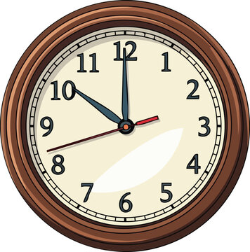 classic brown wooden wall clock illustration vintage timepiece design