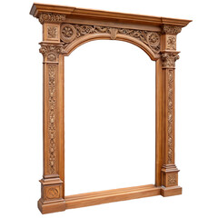 Naklejka premium Ornate carved wooden archway isolated on transparent background