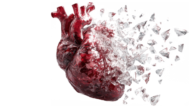 Broken heart isolated on transparent background