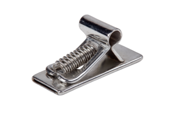 Chrome-plated metal clip, rectangular shape, spring-loaded