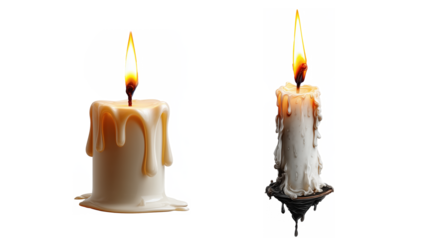 Burning candles with transparent background