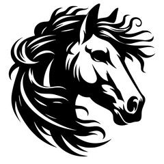 Silhouette of a thick horse hair