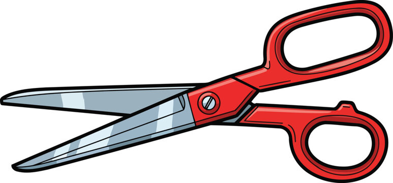 sharp red scissors ready for cutting, detailed illustration