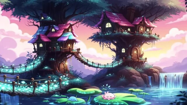 Enchanted Treetop Houses A Magical Fairytale Landscape