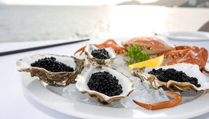 Seafood platter with caviar and crab