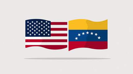 Fototapeta premium Cultural exchange event usa and venezuela flags digital artwork neutral background symbolic representation