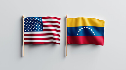 Political tensions between usa and venezuela flags displayed informational content neutral background close-up view international relations