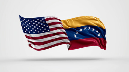 Flags of the united states and venezuela symbolizing diplomacy global relations graphic art neutral background dynamic perspective
