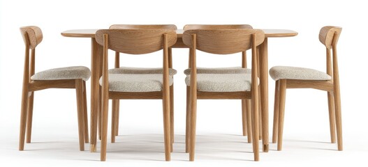 Light oak dining set with beige upholstered chairs (2)