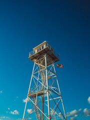 radar tower on a blue sky background