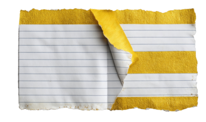 Torn, lined notebook page with yellow stripes