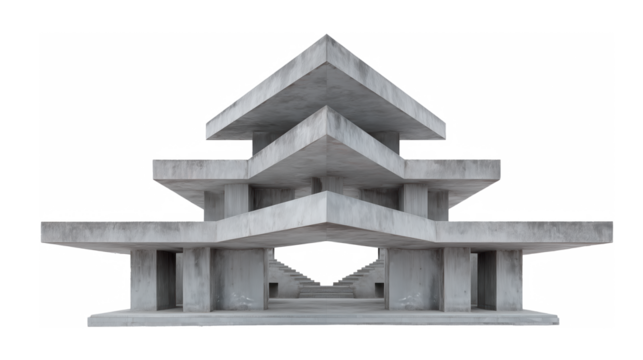 Concrete building with transparent background