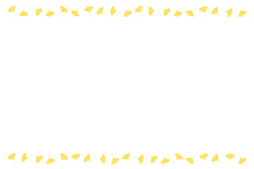 秋のイチョウの葉っぱのフレームのイラスト カラー 線なし