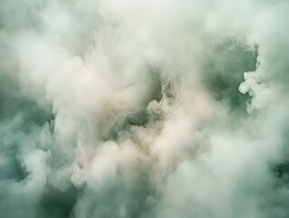 Obraz premium Abstract Smoke Clouds Swirling Green White Mist Background
