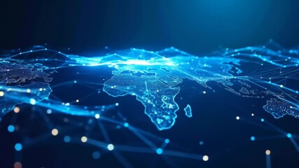 Global connectivity with a digital network world map for business and technology communication - Powered by Adobe