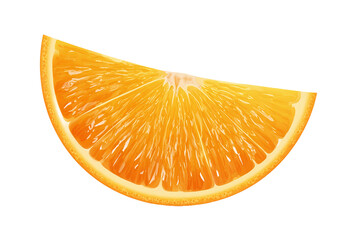 Fresh juicy orange slice, close-up, isolated on white transparent background