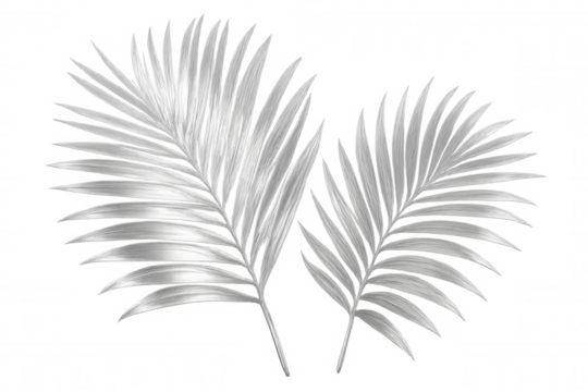 Silver palm leaves reflecting luxurious tropical design, adding exotic elegance against transparent background for sophisticated graphic projects