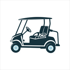 Golf Cart Side View Simplified Icon Vector Golf Cart Side profile simplified shape