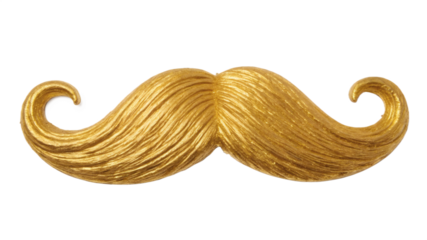 golden mustache, cutout transparent background