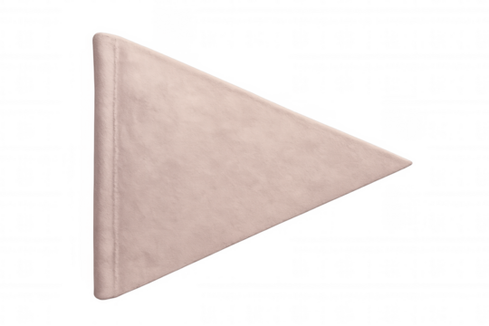 Pink felt pennant angling rightward, transparent backdrop highlighting vibrant graphic element for design enhancement