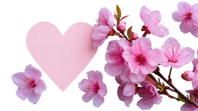 Delicate pink heart nestled amongst blossoming cherry blossoms - Powered by Adobe