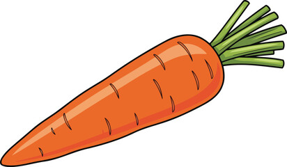 single orange carrot illustration vibrant root vegetable with green tops