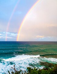 Double rainbow over ocean