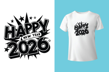 New year 2026 t-shirt design, typography t-shirt new year t-shirt template