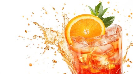 Refreshing Aperol Spritz Cocktail with Orange Slice and Mint