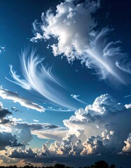 Dramatic cloudscape with vibrant colors and shapes