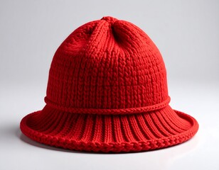 Red knitted bucket hat